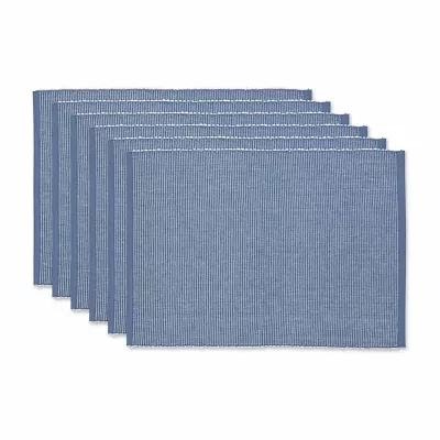 Design Imports Stonewash Blue/White 2-Tone Ribbed 6-pc. Placemats