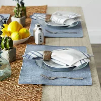 Design Imports Stonewash Blue/White 2-Tone Ribbed 6-pc. Placemats