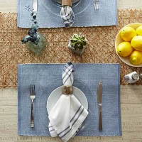 Design Imports Stonewash Blue/White 2-Tone Ribbed 6-pc. Placemats