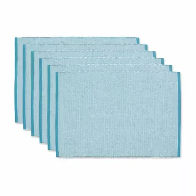 Design Imports Storm Blue Eco-Friendly Chambray Fine Ribbed 6-pc. Placemats