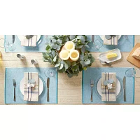 Design Imports Storm Blue Eco-Friendly Chambray Fine Ribbed 6-pc. Placemats