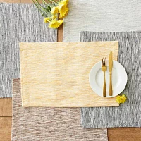 Design Imports Light Gray And Off-White Tonal Recycled Cotton Slubby Rib 6-pc. Placemats