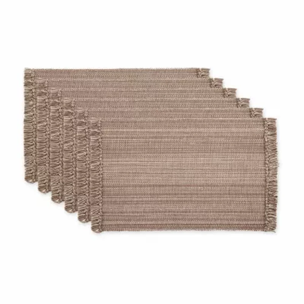 Design Imports Mushroom Variegated Fringe 6-pc. Placemats