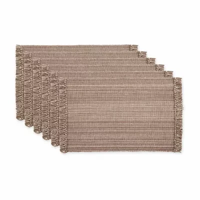 Design Imports Mushroom Variegated Fringe 6-pc. Placemats