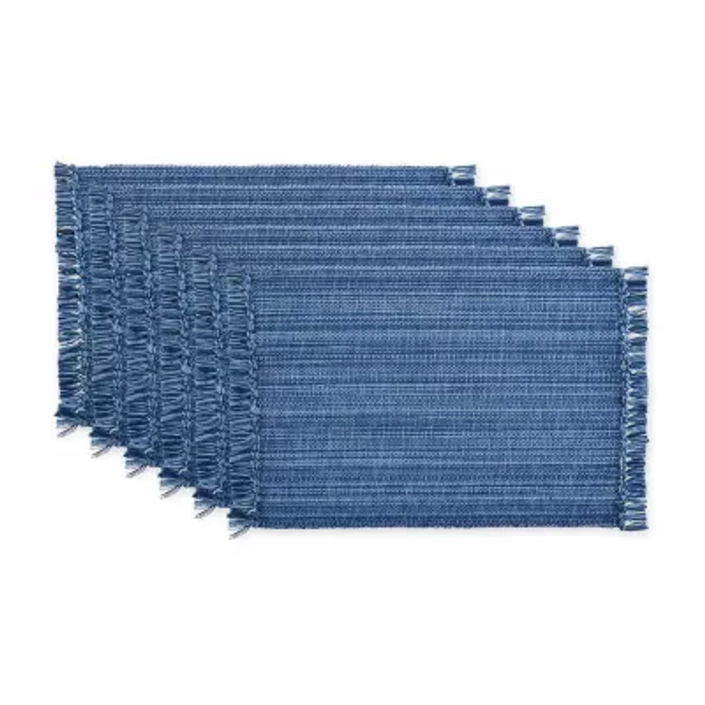 Design Imports Nautical Blue Variegated Fringe 6-pc. Placemats