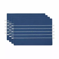 Design Imports Navy/Off-White Stripe Tassel  Set/4 4-pc. Placemats