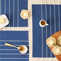 Design Imports Navy/Off-White Stripe Tassel  Set/4 4-pc. Placemats