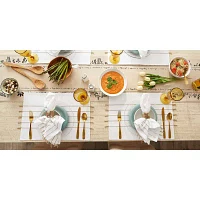 Design Imports White/Stone Stripe Tassel  Set/4 4-pc. Placemats