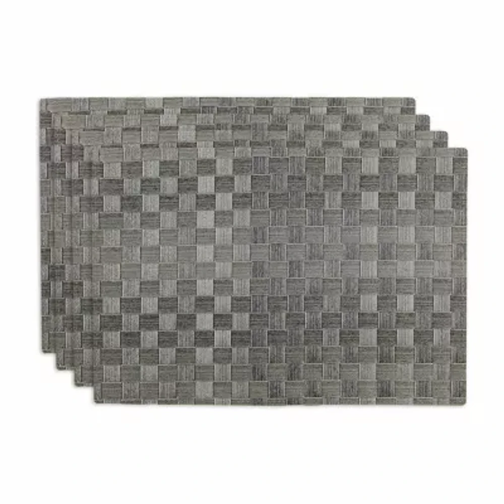 Design Imports Gray Basketweave Rectangle Woven  Set/4 4-pc. Placemats