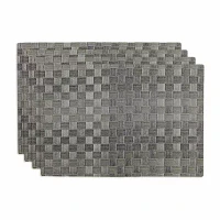 Design Imports Gray Basketweave Rectangle Woven  Set/4 4-pc. Placemats