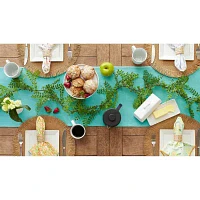 Design Imports Aqua Solid Heavyweight Fringed Table Runners