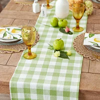 Design Imports Bright Green Heavyweight Check Fringed Table Runners