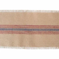 Design Imports French Blue / Barn Red Middle Stripe Burlap Table Runners