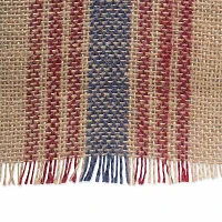 Design Imports French Blue / Barn Red Middle Stripe Burlap Table Runners