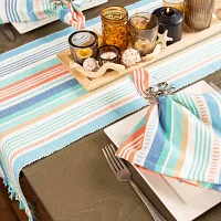 Design Imports Seashore Stripe Fringed Table Runners