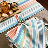 Design Imports Seashore Stripe Fringed Table Runners