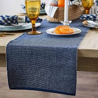 Design Imports Navy/White 2-Tone Ribbed Table Runners