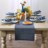 Design Imports Navy/White 2-Tone Ribbed Table Runners