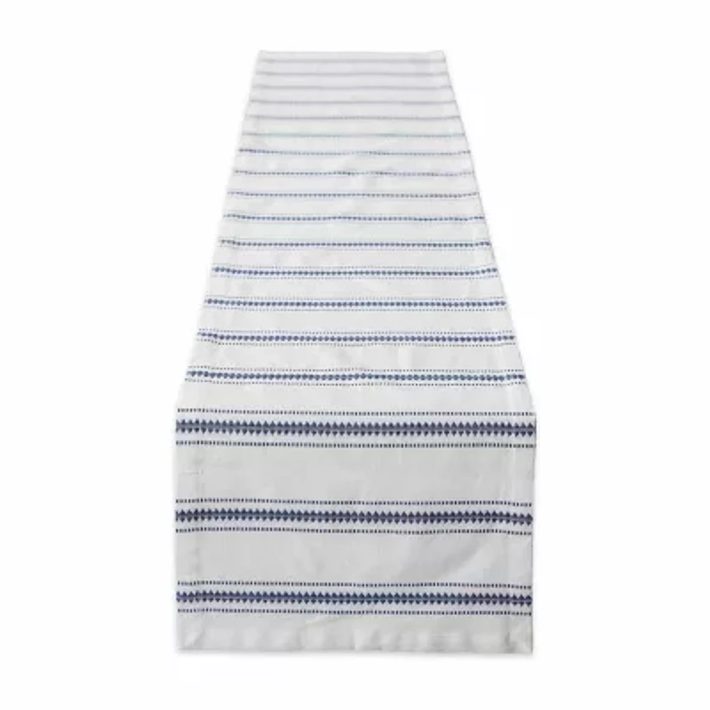 Design Imports French Blue Zig Dobby Stripe Table Runners