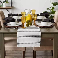 Design Imports Black Zig Dobby Stripe Table Runners