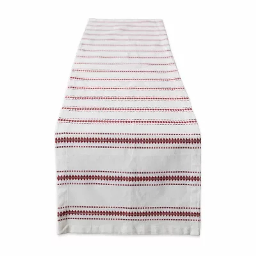 Design Imports Barn Red Zig Dobby Stripe Table Runners