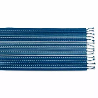 Design Imports Blue Tonal Stripe With Fringe Table Runners