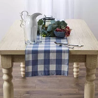 Design Imports Stonewash Blue Buffalo Check Table Runners