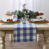 Design Imports Stonewash Blue Buffalo Check Table Runners