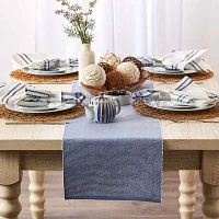 Design Imports Stonewash Blue/White 2-Tone Ribbed Table Runners