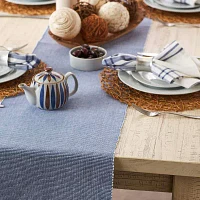 Design Imports Stonewash Blue/White 2-Tone Ribbed Table Runners