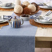 Design Imports Stonewash Blue/White 2-Tone Ribbed Table Runners