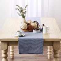 Design Imports Stonewash Blue/White 2-Tone Ribbed Table Runners