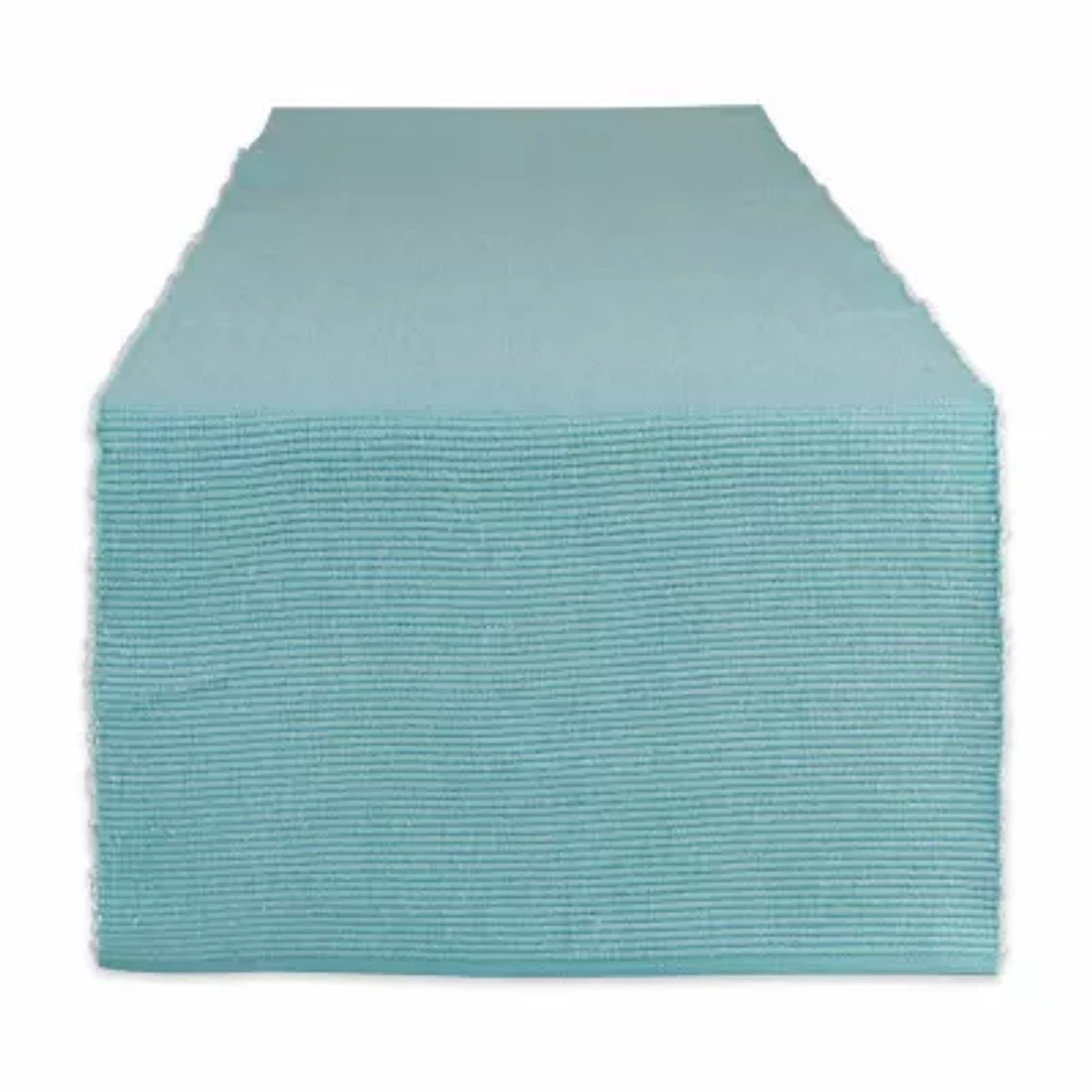 Design Imports Aqua/White 2-Tone Ribbed Table Runners