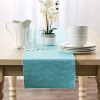 Design Imports Aqua/White 2-Tone Ribbed Table Runners