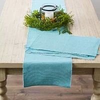 Design Imports Aqua/White 2-Tone Ribbed Table Runners