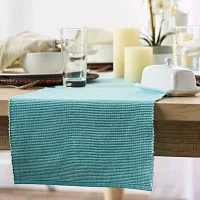 Design Imports Aqua/White 2-Tone Ribbed Table Runners