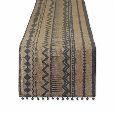 Design Imports Mineral Aztec Print On Natural Jute Table Runners