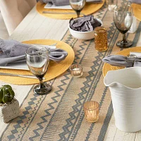 Design Imports Mineral Aztec Print On Natural Jute Table Runners