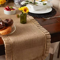 Design Imports Natural Ruffle Trim Jute Table Runners