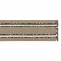 Design Imports Stone Dobby Striped Fringe Ribbed Table Runners