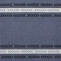 Design Imports French Blue Dobby Striped Fringe Ribbed Table Runners