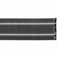 Design Imports Black Dobby Striped Fringe Ribbed Table Runners