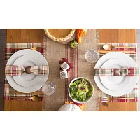 Design Imports Barn Red Middle Stripe Burlap Table Runners