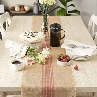 Design Imports Barn Red Middle Stripe Burlap Table Runners