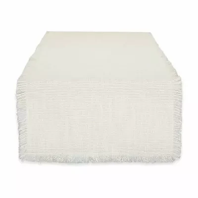 Design Imports Cream Sugar Basket Fringe Table Runners