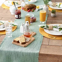 Design Imports Jadeite Basket Fringe Table Runners