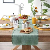 Design Imports Jadeite Basket Fringe Table Runners