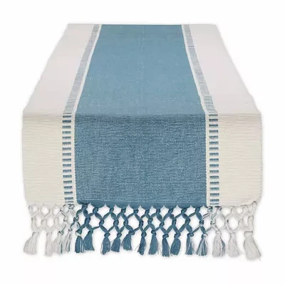 Design Imports Storm Blue Dobby Stripe Ribbed Table Runners