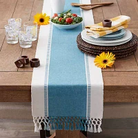 Design Imports Storm Blue Dobby Stripe Ribbed Table Runners