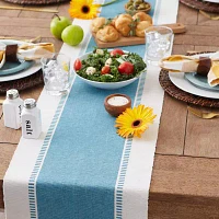 Design Imports Storm Blue Dobby Stripe Ribbed Table Runners